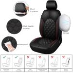 CAROMOP Luxury PU Leather Car Seat Covers Full Set-Waterproof Seat Protectors with Split Bench Seat Covers for Cars-Universal Cars Interior Covers for Sedans, SUVs, Pick-up Trucks (Black/Red Line)