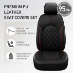 CAROMOP Luxury PU Leather Car Seat Covers Full Set-Waterproof Seat Protectors with Split Bench Seat Covers for Cars-Universal Cars Interior Covers for Sedans, SUVs, Pick-up Trucks (Black/Red Line)