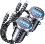 LISEN Super Fast iPhone 16 Car Charger USB C [Alloy] 2 Pack 54W iPhone 15 Type C Car Charger Fast Charging Cigarette Lighter Adapter for 17 iPhone 16e Pro Max Plus/15,Samsung Galaxy Z Fold 7 S25 Ultra