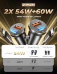 LISEN Super Fast iPhone 16 Car Charger USB C [Alloy] 2 Pack 54W iPhone 15 Type C Car Charger Fast Charging Cigarette Lighter Adapter for 17 iPhone 16e Pro Max Plus/15,Samsung Galaxy Z Fold 7 S25 Ultra