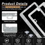 GaRhomxy Bling License Plate Frames for Women, 2 Pack Handcrafted Sparkly Rhinestone Car Accessories, Premium Stainless Steel Frame with 1000+ Faceted Glass Crystals & Free Glitter Caps (White)