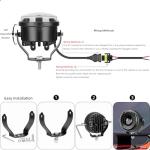 3.5 Inch Round LED Pod Lights, Anti-Glare Off Road Fog Driving Light, Spot Lights for Trucks Golf Cart ATV UTV 4x4 Pickup SUV Motorcycle Trailer (Pack of 2)