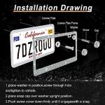 GaRhomxy Bling License Plate Frames for Women, 2 Pack Handcrafted Sparkly Rhinestone Car Accessories, Premium Stainless Steel Frame with 1000+ Faceted Glass Crystals & Free Glitter Caps (White)