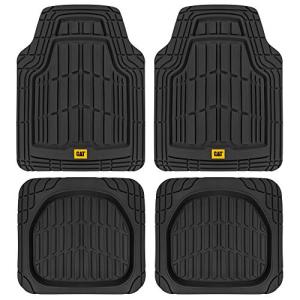 CAT® ToughRide™ Heavy-Duty 4 Piece Black Floor Mats for Cars - Trim to Fit All-Weather Rubber Car Mats Full Set - Truck Mats & Cars Floor Mats - Interior Accessories for SUVs & Car Rug Protection