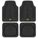 CAT® ToughRide™ Heavy-Duty 4 Piece Black Floor Mats for Cars - Trim to Fit All-Weather Rubber Car Mats Full Set - Truck Mats & Cars Floor Mats - Interior Accessories for SUVs & Car Rug Protection
