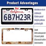 Marble Flowers License Plate Frame Colorful Floral Pattern License Plate Holders Funny Stainless Steel Auto Accessory Bracket 2 Hole with Screws Universal Us Car License Plate Frames 6x12 Inch
