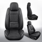 MIROZO Seat Covers Full Coverage,Waterproof Car Seat Covers Full Set Leather Car Seat Protector Automotive Seat Covers Universal Vehicle Cushion Cover Fit for Cars SUV Pick-up Truck(Black,Full Set)