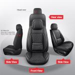 MIROZO Seat Covers Full Coverage,Waterproof Car Seat Covers Full Set Leather Car Seat Protector Automotive Seat Covers Universal Vehicle Cushion Cover Fit for Cars SUV Pick-up Truck(Black,Full Set)