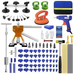 97pcs Dent Puller Kit, Paintless Dent Removal Kit for Dent Repair, Car Dent Repair Kit with Golden Lifter, Bridge Puller, Slide Hammer T-Bar, Car Dent Puller for Car Refrigerator Door Ding Repair