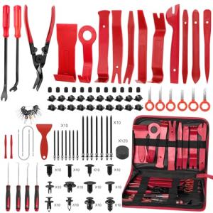 JNLK 352pcs Trim Removal Tool, Pry Tool, Door Panel Removal Tool Kit, Clip Tool, Fasteners Removal Tool with Car Retainer Body Clips Set, red