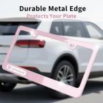 Fashion 2 Pack Matte Cherry Baby Pink License Plate Frames, Stainless Steel Car License Plate Cover Car Accessories with Screw Caps (Pink)
