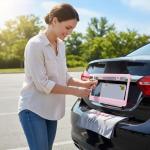 Fashion 2 Pack Matte Cherry Baby Pink License Plate Frames, Stainless Steel Car License Plate Cover Car Accessories with Screw Caps (Pink)