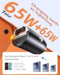 AKESR 65W USB C Car Charger Fast Charging，12V USB Outlet Accesorios para Carro，Compact Cigarette Lighter Adapter，Car Phone Charger for iPhone/16/15/14/13/12 Samsung S25 S24 S23Google Android