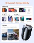 AKESR 65W USB C Car Charger Fast Charging，12V USB Outlet Accesorios para Carro，Compact Cigarette Lighter Adapter，Car Phone Charger for iPhone/16/15/14/13/12 Samsung S25 S24 S23Google Android