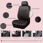 Universal Leather Car Seat Cover Set - Black/Red