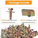 100 Pcs M6 Body Bolts and U Nuts Kit