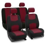 Burgundy/Black Flat Cloth Car Seat Covers Set
