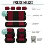 Burgundy/Black Flat Cloth Car Seat Covers Set