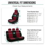Burgundy/Black Flat Cloth Car Seat Covers Set