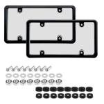 NGHEY Black 2PC Personalized License Plate Frame with Matching Screw Cap Screws for Easy Installation