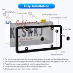 NGHEY Black 2PC Personalized License Plate Frame with Matching Screw Cap Screws for Easy Installation