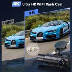 SHRINLUCK 4K 3-Channel Dash Cam with WiFi