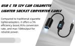 USB C to 12V Cigarette Lighter Adapter