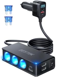 BESTEK 9-in-1 Car Charger with USB and LED Display