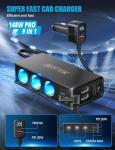 BESTEK 9-in-1 Car Charger with USB and LED Display