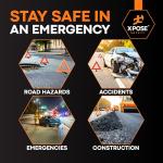 Xpose Safety Reflective Emergency Triangles 3 Pack - Roadside Car Safety and Warning Tool - DOT Approved Triangle Reflectors - Red and Orange Automotive Vehicle Road Visibility and Hazard Marker