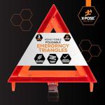 Xpose Safety Reflective Emergency Triangles 3 Pack - Roadside Car Safety and Warning Tool - DOT Approved Triangle Reflectors - Red and Orange Automotive Vehicle Road Visibility and Hazard Marker