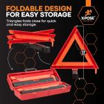 Xpose Safety Reflective Emergency Triangles 3 Pack - Roadside Car Safety and Warning Tool - DOT Approved Triangle Reflectors - Red and Orange Automotive Vehicle Road Visibility and Hazard Marker