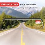 Pyle 1080p Dual Dash Cam Mirror with Night Vision
