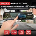 Pyle 1080p Dual Dash Cam Mirror with Night Vision