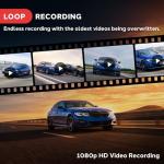 Pyle 1080p Dual Dash Cam Mirror with Night Vision