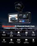 3 Channel Dash Camera with Night Vision & WiFi