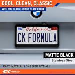 Matte Black Stainless Steel License Plate Frames - 2-Pack