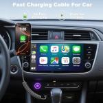 Eettvekd Coiled Carplay Car Charger Fast Charging，[2-Pack, 3ft] Retractable Braid USB A to USB C Cable for iPhone 17/17 Air/16/15/Plus/Pro Max/MacBook Pro, USB C Cord,Grey