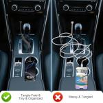 Eettvekd Coiled Carplay Car Charger Fast Charging，[2-Pack, 3ft] Retractable Braid USB A to USB C Cable for iPhone 17/17 Air/16/15/Plus/Pro Max/MacBook Pro, USB C Cord,Grey