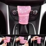 CAR PASS 24 PCS Pink Bling Diamond Accessories Set for Women, Leather Seat Covers, 15'' Steering Wheel Cover, Shining Rhinestone Sparkly Hooks, Coasters, Cute Interior Decorations