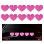 SHMZK 10PCS Vinyl Decal for Cars, High Intensity Reflective Sticker Night Safety Sign Bumper Decals, Waterproof Grid Vinyl Stickers Scratch Cover for Auto Window Laptop (Heart, Pink)