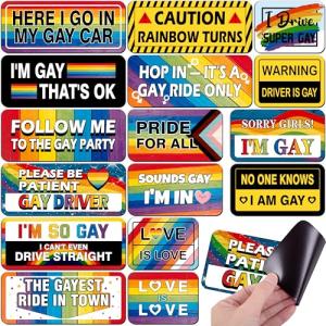 16PCS Funny Pride Gay Car Bumper Magnets: Bulk Magnetic Rainbow Decals Decorations for LGBT Parade Decor, Refrigerator, Truck, Prank Gift Ideas(Style 2)