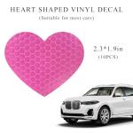 SHMZK 10PCS Vinyl Decal for Cars, High Intensity Reflective Sticker Night Safety Sign Bumper Decals, Waterproof Grid Vinyl Stickers Scratch Cover for Auto Window Laptop (Heart, Pink)