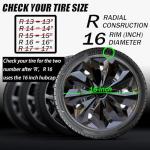 Hubcaps Wheel Cover Replacement R16 Size Hub Cap Universal-Fit Steel Wheel Rim Caps ABS Tire Covers for Most Cars Trucks Sedans SUV -Set of 4（16-inch，Black）