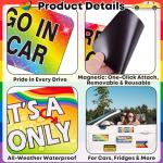 16PCS Funny Pride Gay Car Bumper Magnets: Bulk Magnetic Rainbow Decals Decorations for LGBT Parade Decor, Refrigerator, Truck, Prank Gift Ideas