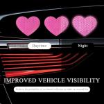 SHMZK 10PCS Vinyl Decal for Cars, High Intensity Reflective Sticker Night Safety Sign Bumper Decals, Waterproof Grid Vinyl Stickers Scratch Cover for Auto Window Laptop (Heart, Pink)