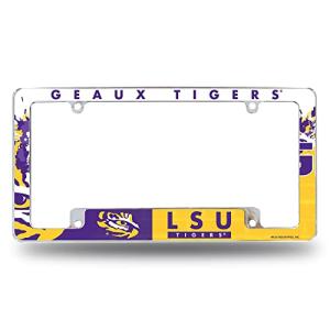 Rico Industries NCAA LSU Tigers Primary 12" x 6" Chrome All Over Automotive License Plate Frame for Car/Truck/SUV
