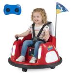HONEY JOY Toddler Bumper Car with 5-Point Safety Belt, 12V Electric Baby Bumping Car, 5 LED Light Modes, Music & 360 Degree Spin, Battery Powered Ride On Car Toy with Remote Control (Red)