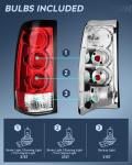 Nilight Taillight Assembly Compatible with 1999 2000 2001 2002 2003 2004 2005 2006 GMC Sierra 1999-2002 Chevy Silverado Red Housing Rear Lamp Replacement Only Fits Fleetside Models