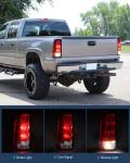 Nilight Taillight Assembly Compatible with 1999 2000 2001 2002 2003 2004 2005 2006 GMC Sierra 1999-2002 Chevy Silverado Red Housing Rear Lamp Replacement Only Fits Fleetside Models